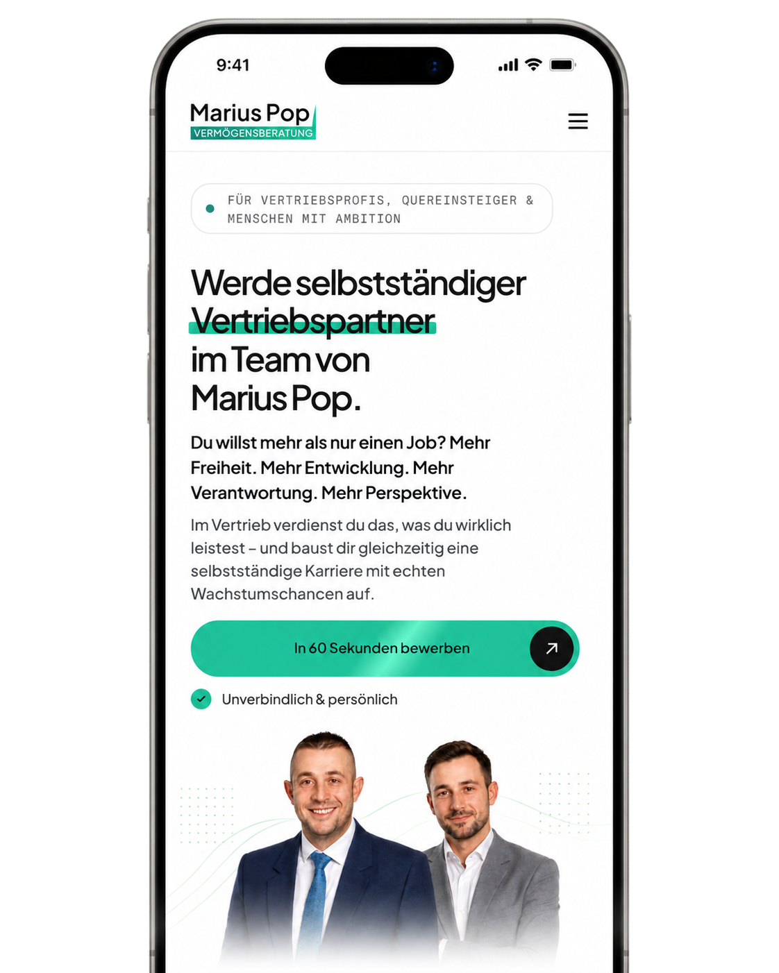 Beispiel-Website auf einem iPhone
